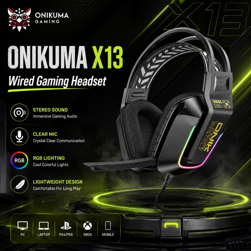 Gaming Headset Rgb - ONIKUMA X13 Gaming Headset Wired RGB